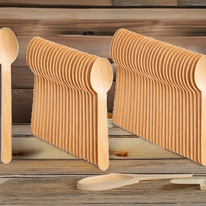 Cuchara de Madera Desechable Ecológica con Logotipo Personalizado, Segura para Alimentos, 110 mm, para Helado y Postres, para Fiestas, Cubertería Clásica - Product Image 2