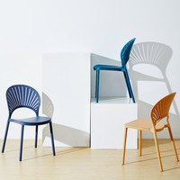 Chaise de salle à manger empilable en plastique PP de style nordique, dossier creux, pour extérieur, café, maison, restaurant, moderne, minimaliste, légère et durable