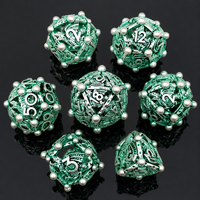 Dés à Jouer Polyédriques Sphériques Faits Main en Métal Creux, Orbe de Dragon Rouge Argenté Perlé, 1 Pièce, pour D&D, Dungeons & Dragons, TTRPG, Jeu de Table