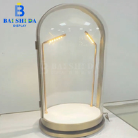 Vitrine à bijoux en verre en forme de dôme, éclairée par LED, étanche, écologique, personnalisable, présentoir de colliers, présentoir de luxe pour magasin