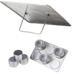 6-Piece Stainless Steel Magnetic Spice Canister Set Shaker Lid Kitchen Organization Tray Salt Pepper Sugar Other <strong>Herbs</strong> <strong>Box</strong> - Product Image 5