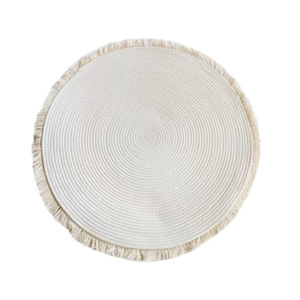 Round Flax Floor <b>Mat</b> Solid Color Non-Slip Home Entryway Living Room Carpet - Product Image 5