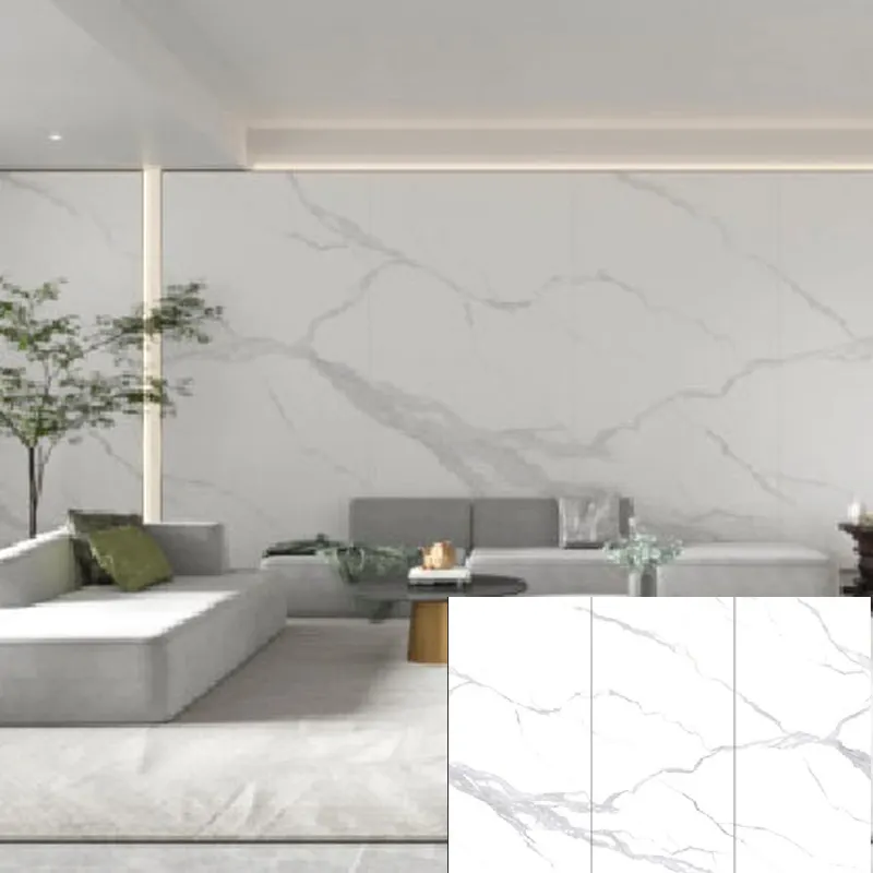 Großes glänzendes weißes gesinterter Steinporzellan-Marmorplatten für Außenspeise Esszimmer Küche Badezimmerboden und Arbeitsplatte