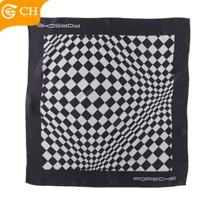 High-end Women Silk Scarves And Shawls News Black White Printed Argyle Designer Scarf Custom Digital Printing 100%Silk Scarf