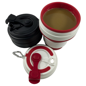 Tasses de voyage pliables en silicone de qualité alimentaire, écologiques, durables, sans BPA, avec logo personnalisé, 350 ml, réutilisables, anti-fuite - Product Image 3