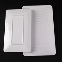 Assiette rectangulaire en mélamine blanche, écologique, rayée, élégante, incassable, compatible lave-vaisselle, pour hôtel