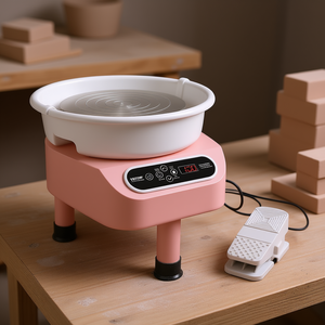 Tornio per ceramica elettrico a trasmissione diretta da 10 pollici con pedale e schermo LCD touch - Product Image 2