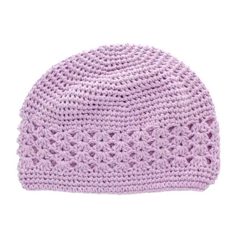 थोक हस्तनिर्मित कपास Crochet Kufi खोपड़ी टोपी लड़कियों बुटीक ठोस रंग Kufi Crochet Beanie टोपी