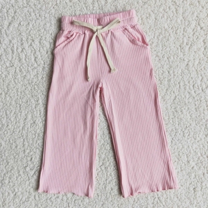 Pantalones Anchos de Algodón Rosa Claro para Niña - Product Image 1