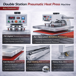 Industrial Commercial Double Station Pneumatic Heat Press Machine 40x60cm For Textile Garment DTF Production