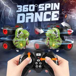 Camion télécommandé RC <span class=keywords><strong>2</strong></span>,4 GHz pour enfants, dinosaure lumineux et musical à l'échelle 1:20, avec fonctions de rotation à 360° et de pulvérisation - Product Image 4