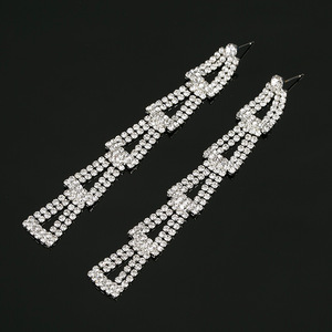 Bijoux de mode, boucles d'oreilles de luxe, boucles d'oreilles à franges exquises, boucles d'oreilles à clous avec strass, bijoux pour les oreilles E344 - Product Image 2