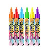 Marqueur de craie liquide fluorescent blanc 8 couleurs, pointe plate 6 mm, largeur d'écriture, effaçable à sec et à l'eau, pour surfaces non poreuses, vente en gros