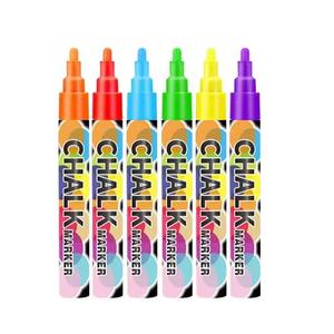 Wholesale 8 Color Fluorescent White Liquid Chalk Pen Marker Flat Tip 6mm Writing Width Dry-Erase Wet-Erase Non-Porous Surface