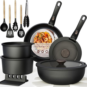 Geling chino barato aluminio cocina saltear sartenes y ollas al por mayor negro antiadherente <span class=keywords><strong>granito</strong></span> Camping herramienta de cocina juegos de utensilios de cocina - Product Image 1