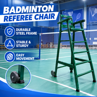 Chaises d'arbitre de badminton mobiles aux normes internationales, prix de gros, pour l'extérieur et l'intérieur, avec roulettes