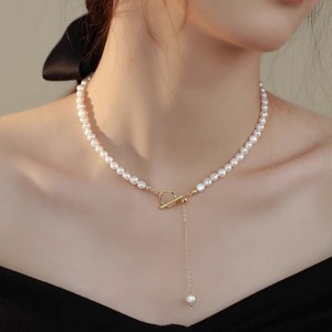 Collar de Perlas Naturales de Agua Dulce Estilo Barroco para Mujer, Estilo Francés, Temperamento Simple, Cierre OT, Cadena para Clavícula, Alta Gama, Wenchi China - Product Image 1