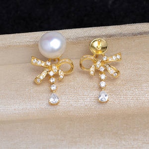 Support d'oreille en argent Wenchi S925 avec nœud, 10-12 mm, accessoires de bricolage pour bijoux en perles, semi-finis, 15669, composants de bijoux - Product Image 2