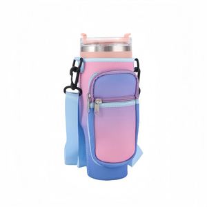 Housse de transport personnalisée pour bouteille de vin en néoprène, écologique, résistante à l'eau, avec design par sublimation, sac isotherme de voyage et de camping avec poignée - Product Image 6