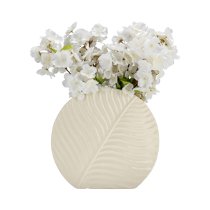 Vaso in ceramica rotondo testurizzato con disegno a foglia per decorazioni per la casa - Product Image 2