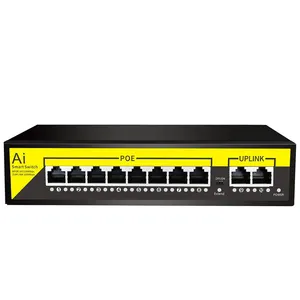 Fabrika OEM ODM KuWFi POE anahtarı 48V 100Mbps Poe bağlantı noktaları Ethernet anahtarı 8 Port POE anahtarı