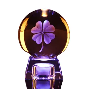 Venta al por mayor 3D Led luz decorativa bola de cristal con Galaxia láser grabado flor