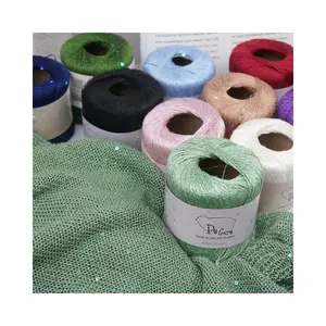 Durable Soft Blended Yarn Spring Summer Linen Silk Sequin Hand Knitting Wool