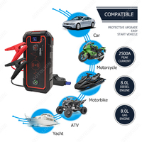 Démarreur de voiture 23800mAh, courant de crête 2500A, chargeur sans fil 10W, sortie multi-USB pour démarrage d'urgence de véhicule 12V