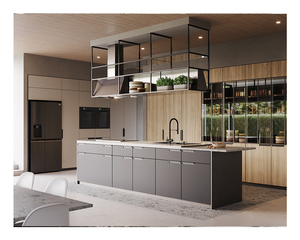 Custom Retro <strong>Kitchen</strong> Furniture Luxury Wooden Cupboard Veneer <strong>Free</strong> <strong>Standing</strong> Oak <strong>Kitchen</strong> Storage <strong>Cabinet</strong> Design - Product Image 3