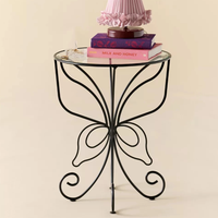 Mesa Auxiliar Redonda de Hierro Forjado Negro con Diseño de Mariposa Monarca para Sala de Estar, de Fábrica de Muebles China