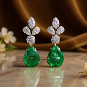 Boucles d'oreilles en diamant vert E1012 pour femmes, bijoux de luxe pour soirée, clous en diamant naturel taille poire - Product Image 2