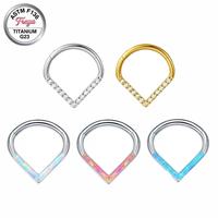 ASTM F136 Titan Wassertropfen Opal Nasenring Clicker Nasenstecker G23 Ohr Daith Helix Rook Ringe Körperschmuck