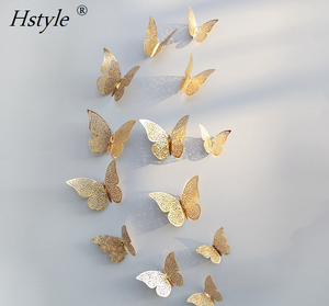 Autocollant mural papillon 3D, 12 pièces/paquet, décor de vol, décorations artistiques pour la chambre à coucher, décor pour bureau de chambre d'enfant, SD101 - Product Image 6