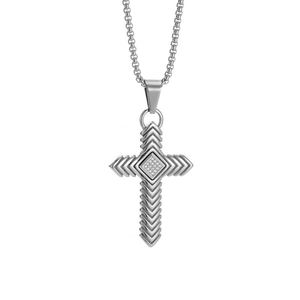 Collar con Colgante de Cruz Dorada para Hombre, Acero Inoxidable, Diseño de Flecha con Incrustaciones de Diamantes, Joyería Religiosa de Moda, Regalo, Diseño Personalizado - Product Image 5