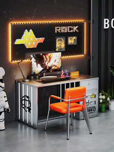 <span class=keywords><strong>Scrivania</strong></span> da Ufficio Stile Industriale con Cassetti <span class=keywords><strong>e</strong></span> Spazio di Archiviazione in PVC per Ufficio, Studio <span class=keywords><strong>e</strong></span> Gaming - Product Image 3