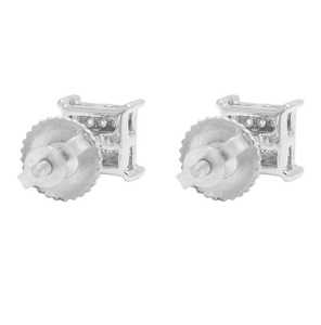 Modern <b>Silver</b> Designer Lab Grown Diamond Earrings with 10K White Gold Finish Stylish Unisex Statement Jewelry - Product Image 3