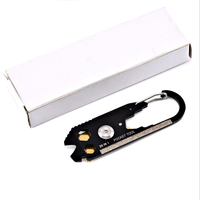Bochen Outil multifonction 16-en-1 en acier au carbone, porte-clés mousqueton, lime, tire-crampons, tournevis, clé hexagonale, règle, outils de poche EDC, gadgets