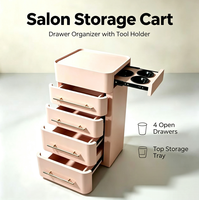 Chariot de Salon à Roulettes, Meuble de Rangement Esthétique à 4 Tiroirs avec Plateau Rétractable pour Bac à Teinture pour Salon de Coiffure