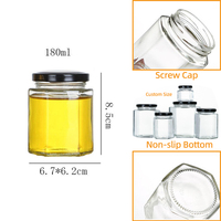 Aufbewahrungsgläser für Eingelegtes 100ml / 180ml / 280ml Kleine Sechseckige Glasgläser für Marmelade und Honig Glasgefäß mit Deckel für Lebensmittel