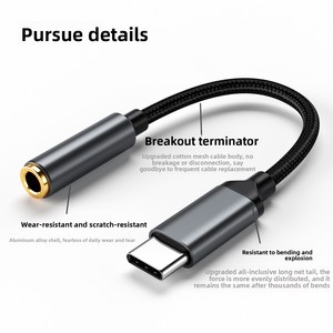 <span class=keywords><strong>Adaptateur</strong></span> Jack Audio Type C 3,5 mm pour Téléphone Android Ordinateur Portable Dongle Casque USB C pour Musique Puce Analogique 100% Compatible OEM - Product Image 3