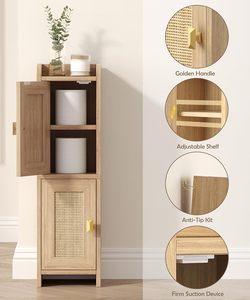Meuble de salle de bain moderne et étroit, rangement <span class=keywords><strong>pour</strong></span> papier <span class=keywords><strong>toilette</strong></span>, organisateur d'angle <span class=keywords><strong>en</strong></span> <span class=keywords><strong>bois</strong></span> mince, étagère réglable à 4 niveaux <span class=keywords><strong>pour</strong></span> petits espaces - Product Image 4