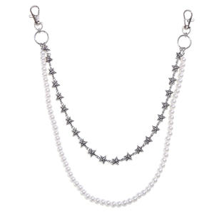 Cadena de pantalón de doble capa Pearl Star, cadena de cintura de mezclilla estilo hip hop, accesorio de moda para fiestas - Product Image 5