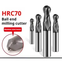 BOSSL Hrc70 Fraise à queue carrée à 2 dents, à bout sphérique, en carbure, angle de hélice 30°, revêtement Altin, haute dureté, pour routeur CNC