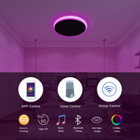 Plafonnier LED intelligent ultra-plat RGBIC RGB+CCT Tuya WiFi ZigBee 24W AC100V AC240V CE SAA approuvé pour la maison et le salon