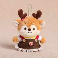 Porte-clés en peluche de cerf HongRuiKe, pendentif de sac cerf, ensemble couple 12cm, unisexe, cadeau de Noël