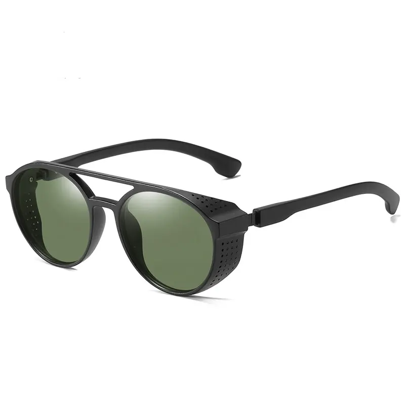 Round shape lunettes de soleil glasses shades side shield steampunk round frame PC frame trend sunglasses men punk sunglasses