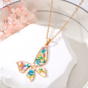 New Design Multi Shape Gold Frame Resin <b>Necklaces</b> Handmade Real Preserved <b>Pressed</b> <b>Flower</b> Floral Pendant <b>Necklace</b> Bohemian Women - Product Image 3