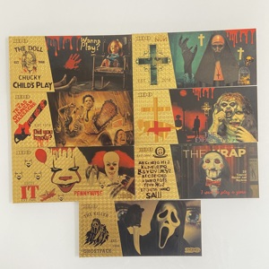 Set uang kertas peringatan tema film horor Set ikon hantu klasik emas koleksi uang kertas berlapis emas - Product Image 4