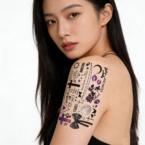 Tatouage temporaire sur le thème de l'<span class=keywords><strong>horreur</strong></span> et du <span class=keywords><strong>thriller</strong></span> pour hommes, autocollant de transfert DTF de 120*190 mm pour les festivals de musique. - Product Image 1