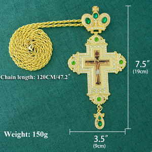 Colgante de Cruz Ortodoxa de Jesús HT, Colgante de Aleación de Zinc Chapado en Oro, Parte Superior en Forma de Corona, Decoración Religiosa Cristiana, Caja de Regalo, Boda, Oración - Product Image 6